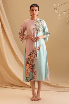 Buy Pink Chanderi Embroidery Floral Bloom Round Neck Aarani Color Block Dress For Women by Soup by Sougat Paul Online at Aza Fashions. Semi-stitched Long Sleeve Dress With Multicolor Embroidery, Semi-stitched Multicolor Embroidery Dress With Long Sleeves, Multicolor Straight Dress With Resham Embroidery, Multicolor Straight Kurta Dress With Resham Embroidery, Multicolor Resham Embroidery Straight Kurta Dress, Eid Multicolor Embroidered Straight Kurta Dress, Eid Straight Kurta Dress With Multicolor Embroidery, Eid Multicolor Embroidery Straight Kurta Dress, Unstitched Straight Kurta Dress With Multicolor Embroidery