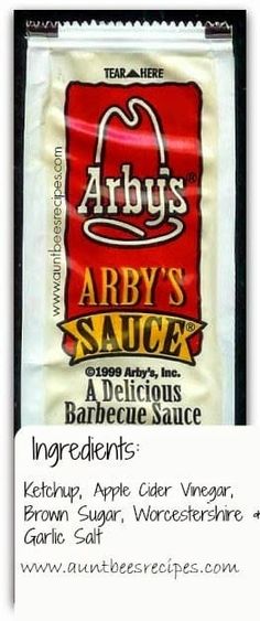 an advertisement for arby's sauce on the side of a bag