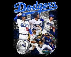 dodgers baseball players collaged together with the team's name and number on them