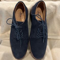 Pasadena Blue Suede Buck Shoes. Lace Up, Round Toe. Shoes Were Never Worn Pet Free Smoke-Free Home. Round Toe Shoes, Shoes Lace, Shoes Color, Toe Shoes, G H, Blue Suede, Suede Shoes, Bass, Shoes Mens