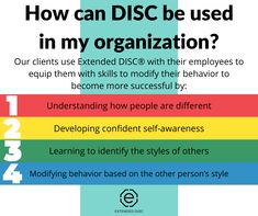 a poster with the words how can disc be used in my organization?