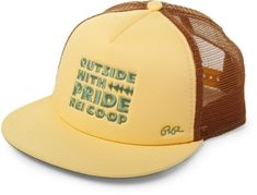 Keep the sun out of your eyes—and fishing nets out of the ocean—with the comfy  breezy REI Co-op Pride trucker hat. Adjustable Trucker Hat For Spring Outdoor Activities, Summer Outdoor Trucker Hat With Flat Brim, Summer Flat Brim Trucker Hat For Outdoor, Flat Brim Trucker Hat For Summer Outdoor, Summer 5-panel Trucker Hat For Camping, Adjustable Yellow Trucker Hat For Outdoor, Summer Fishing Trucker Hat, Summer Fishing Trucker Hat With Curved Brim, Summer Trucker Hat With Curved Brim For Fishing