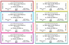 four tickets with different colors and numbers on the front, one for each person to see