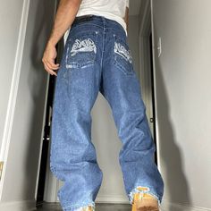 Southpole Baggy Wide Leg Embroidered Jeans Mens Size 34x30 Y2k Hip Hop Grunge Hip Hop Grunge, South Pole Jeans, Y2k Hip Hop, Southpole Jeans, Custom Jeans, South Pole, Jeans Mens, Embroidered Jeans, Mens Jeans