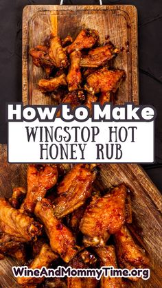 how to make wingstop hot honey rub on a wooden cutting board with text overlay