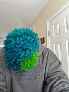 Split Dye 4c Hair, Short Hair Multi Color, Multi Color Short Hair, Afropunk Futurism, Dyed Short Natural Hair, Men Hair Dye, Afro Hair Dye, Blue And Green Hair, Blue Afro