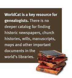 a stack of books sitting on top of each other next to a sign that says, worldcat is a key source for genenalists there is no deeper catalog