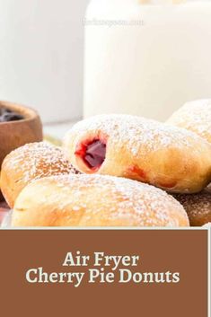 an air fryer cherry pie donuts on a plate