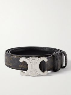 CELINE HOMME's belt is detailed with the house's signature 'Triomphe' monogram which was created by founder Céline Vipiana in the '70s. It's made from supple leather, has a slender profile and is topped with a silver-tone buckle. Belt For Men, Global Style, Leather Belts, Personal Shopper, Mr Porter, Mens Belts, Suspenders, Luxury Handbags, Leather Belt