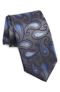 A jacquard of swirling paisleys refines a tie crafted from sumptuous Italian silk. 57 1/2" length; 3 1/4" width 100% silk Dry clean Made in the USA of imported fabric Elegant Patterned Ties With Paisley Print, Elegant Semi-formal Ties With Paisley Print, Elegant Semi-formal Paisley Print Ties, Tie Crafts, Fabric Gift Bags, Fabric Gifts, Nordstrom Store, Free Fabric, Silk Ties