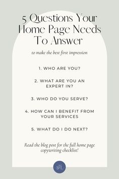 the five questions you need to ask in your home page needs to answer