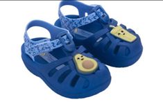 Get your little one ready for summer fun with Ipanema's blue jelly sandal! With a cheeky winking avocado adorning one toe and a smoothie on the other, plus a soft ankle strap for maximum comfort, this waterproof sandal is the perfect pick for your cool kid! Available in toddler sizes, these sandals will have them playing until the sun goes down! See all the Ipanema sandals we carry here Details: Bright blue shoe; width - medium Cute avocado applique on the toe 100% Recyclable Flexpand; a soft an Summer Non-slip Jelly Slide Sandals, Blue Closed-toe Jelly Sandals For Spring, Blue Non-slip Casual Jelly Sandals, Spring Outdoor Jelly Sandals, Open Toe, Blue Non-slip Jelly Sandals For Beach, Ipanema Sandals, Ipanema Beach, Toddler Summer, Cute Avocado