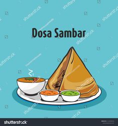 dosa sambab on a plate with dipping sauces