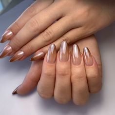 Brown Chrome Ombre Nails, Brown Ombre Chrome Nails, Ombré Brown Nails, Colour Ombre Nails, Ombré Fall Nails, Ombre Brown Nails, Brown Nails Chrome, Chrome Ombré Nails, Chrome Nails Ombre