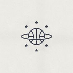 a drawing of a basketball ball with stars around it on a white paper background,