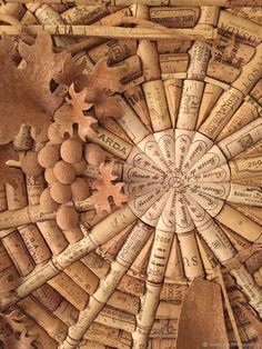 a bunch of wine corks are arranged in a circular pattern with the words written on them