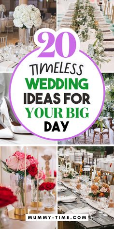 a collage of images with the words, 20 times wedding ideas for your big day