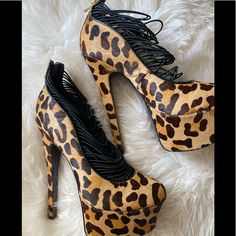 Platform London Trash Leopard Print Shoes With Zip Up Backs And Purple Bottoms. Leather Low-top Heels For Parties, Low-top Leather Heels For Parties, Leather Party Heels, Purple Bottoms, Purple Bottom, Leopard Print Shoes, Shoes Platform, Print Shoes, London Print