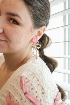 I am soooooo obsessed with these pink beads!! This fully beaded dangle is made with 925 sterling silver posts, and is the girliest statement earring! Coming in at 2.6 inches in length, she is INSANELY lightweight, so you'll have no problem getting through the day with these in! And of course they are hypoallergenic, so they are suitable for even the most sensitive of ears! This is truly a staple piece for Valentine's Day!