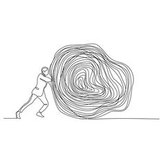 one line drawing of a man pushing a huge piece of paper