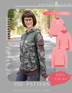 a women's hoodie sewing pattern is shown