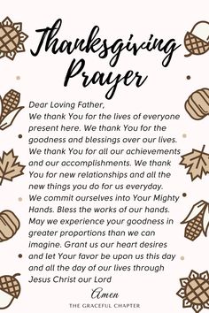 a thanksgiving prayer with leaves and acorns