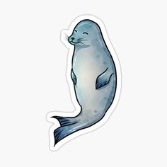 an animal sticker with a seal on it's back and its mouth open