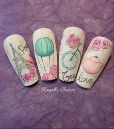 Aurora Nail Art, Paris Nail Art, Valentines Nail Art Designs, Pop Art Nails, New Nail Art Design, Bunny Nails