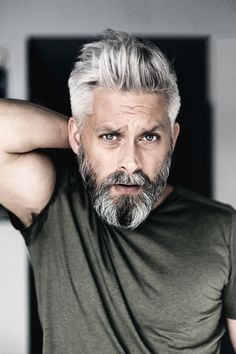 Model swedish grey hair silverfox mens style beard grooming silver male men’s apperal men’s clothes Grey Hair Beard, Mens Medium Length Hairstyles, Beard Hairstyle, Beard Model, Awesome Beards, Beard Styles For Men