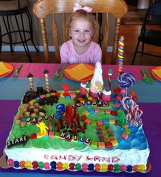 Candy Land Birthday Cake Ok friends..... Can someone help me pull this off?!?!?! Birthday Cake 1st, Candy Land Birthday, Land Ideas, Cake Kids, Girl Bday Party