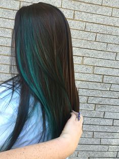 Peek-a-boo highlights blue blend Hair Color Streaks, Blue Highlights, Hair Inspo Color