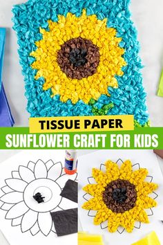 tissue paper sunflower craft for kids to make and sell on etsyle com