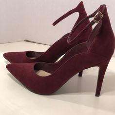 Marc Fisher Maroon Pointed Toe Ankle Strap Suede Size 11 Never Worn Heel: 4.25 Inches Red Ankle Strap Heels For Fall, Burgundy Heels For Night Out In Fall, Burgundy Heels For Fall Night Out, Burgundy Pointed Toe Heels For Spring, Suede Ankle Strap Heels For Fall, Fall Suede Ankle Strap Heels, Fall Suede Heels With Ankle Strap, Elegant Ankle-high Burgundy Heels, Elegant Burgundy Ankle-high Heels