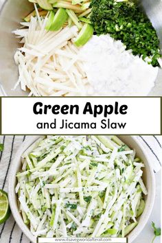 green apple and jicama slaw in a bowl