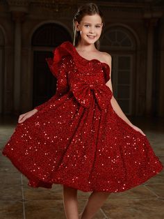 Product Code: ALD0129 Embellishment: Sequin Fabric: 95% Polyester ,5%Polyester Back Style: Zipper Up Fully Lined: Yes Available Color: Red Stretch: Moderate Sequin Party Dress, Sequin Fabric, Ruffle Trim, Kids' Dresses, One Shoulder, Red Dress, Party Dress, Zipper, Red