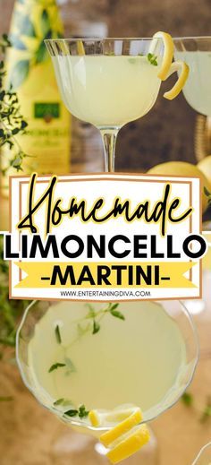 Homemade Limoncello Martini | Summer Cocktail Recipes Lemonade Martini, Lime Martini, Homemade Margaritas, Homemade Limoncello