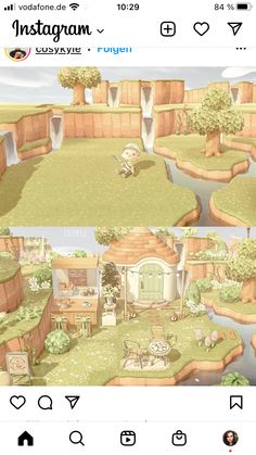 two pictures of the same area in animal crossing