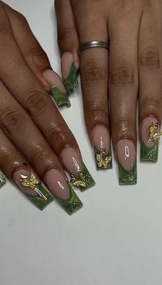 Most Gorgeos Nails Spring Nails 2024 New Trending Design Nails Beauty Plus #christmas #nail #design Nail Inspo Maximalist, Maximalist Nail Art, Green Nails With Butterflies, Tiana Inspired Nails, Maximalism Nails, Tiana Nails, Green Butterfly Nails, Nails Maximalist