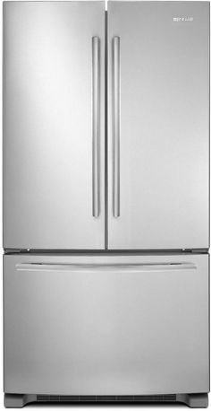 a stainless steel refrigerator freezer with two doors