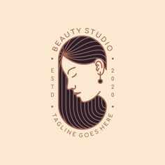 the logo for beauty studio with a man's hair and beard in a retro style