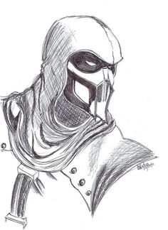 a drawing of a man wearing a helmet