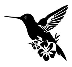 a black and white silhouette of a hummingbird