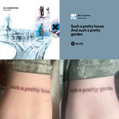 two people with matching tattoos on their feet and one has the words such a pretty house and such a pretty garden