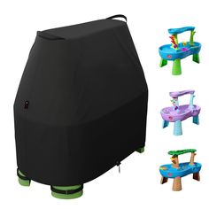 an outdoor bbq grill cover with different colors and designs for children's play areas