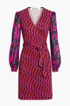 Diane Von Furstenberg Wrap Dress, Diane Von Furstenberg Dress, Mini Wrap, Dress For Woman, Wedding With Kids, Clothing Care, Mini Wrap Dress, Print Chiffon, Purple Dress