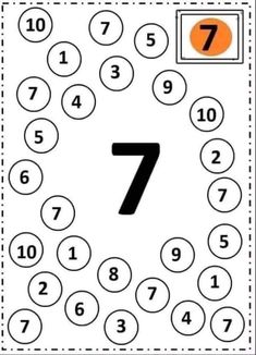 the number seven is shown in black and white, with numbers arranged on top of it