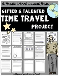 the guided and talented time travel project for middle school students with an image of a man standing