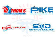 three different logos for plumbing company