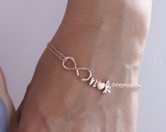 Personalized Infinity Bracelet. Initials Rose Gold Bracelet. | Etsy Pink Infinity Jewelry For Gifts, Rose Gold Jewelry With Adjustable Chain For Best Friend, Infinity Rose Gold Bracelet For Mother's Day, Rose Gold Infinity Bracelet For Mother's Day, Adjustable Rose Gold Jewelry For Valentine's Day, Personalized Infinity Rose Gold Jewelry, Rose Gold Bracelet With Adjustable Chain For Mother's Day, Rose Gold Adjustable Chain Bracelet For Mother's Day, Mother's Day Rose Gold Bracelet With Adjustable Chain