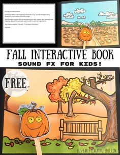 an interactive book for kids with pumpkins and trees